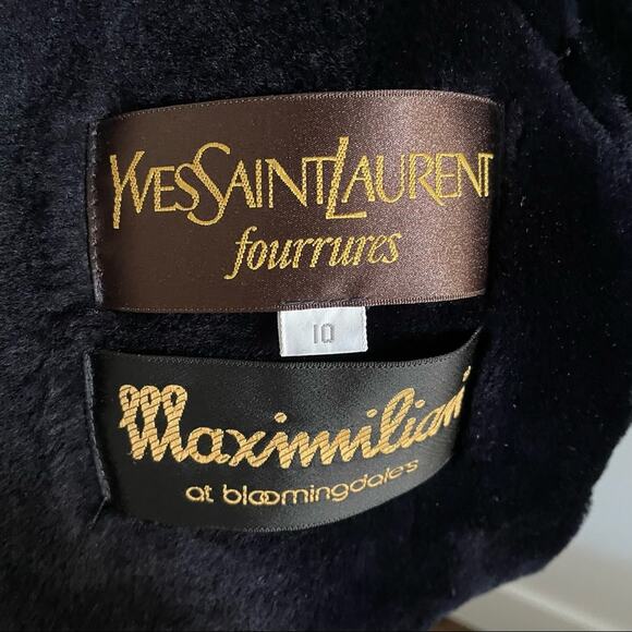 Yves Saint Laurent YSL Suede Shearling Coat Vintage 1970s Rare Black 10 EUC - Picture 4 of 9